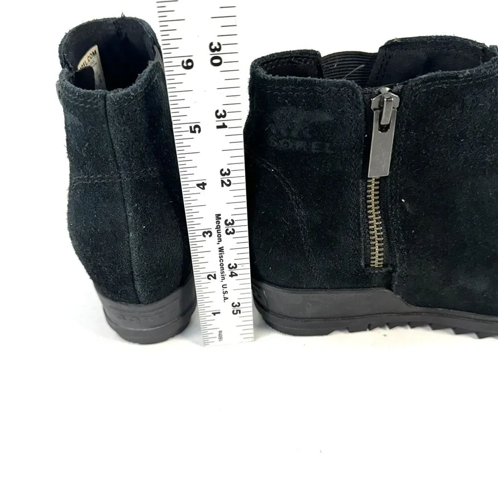 Sorel Womens Black Suede Evie Zip Wedge Boots Bootie Size 5 US LL4726-010